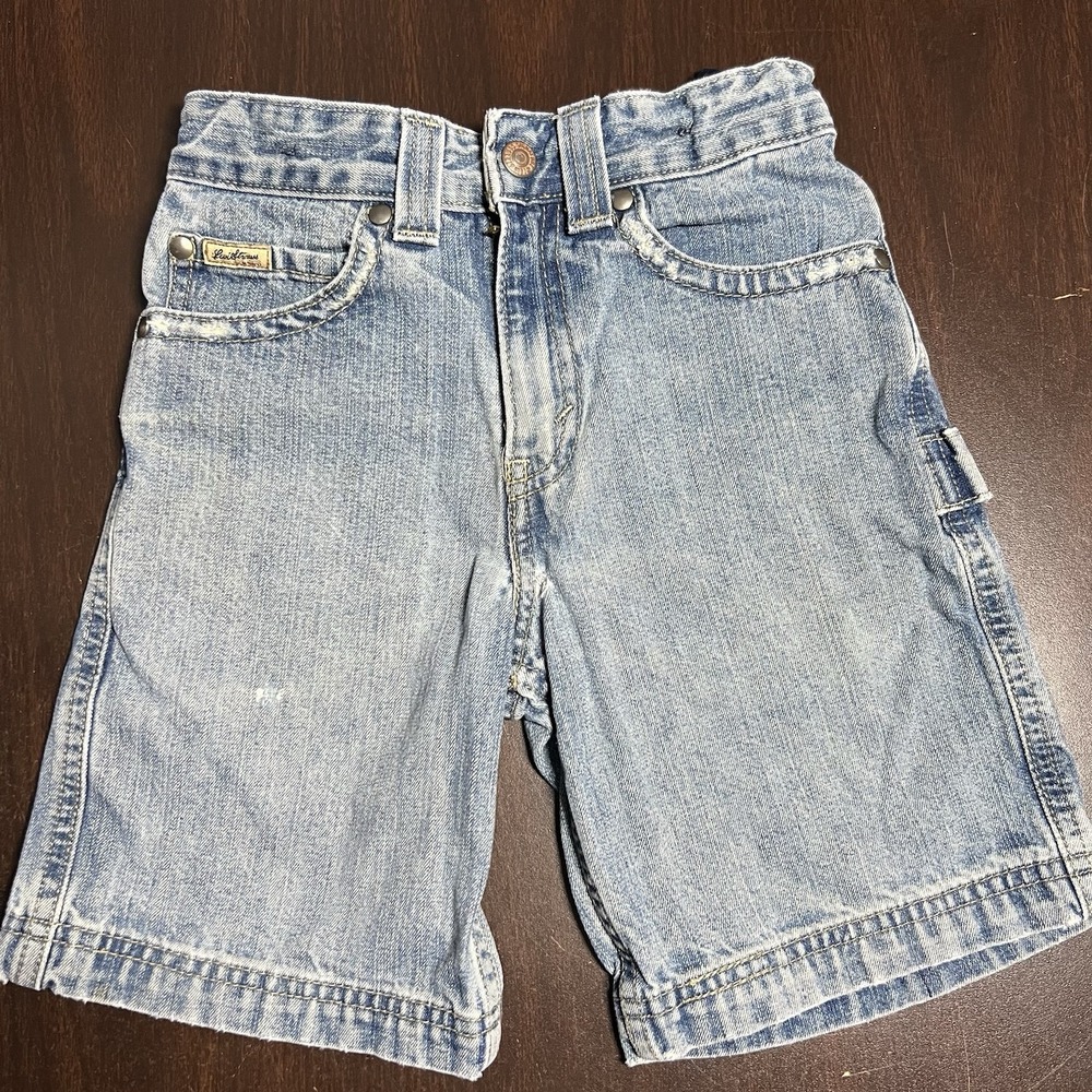 Vtg Levi Strauss Signature Youth Sz 6 Denim Cargo Shorts Adjustable Y2K *Flaws